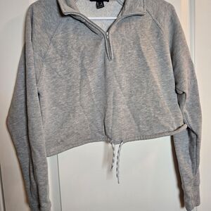 Forever 21 Light Gray Cropped Hoodie